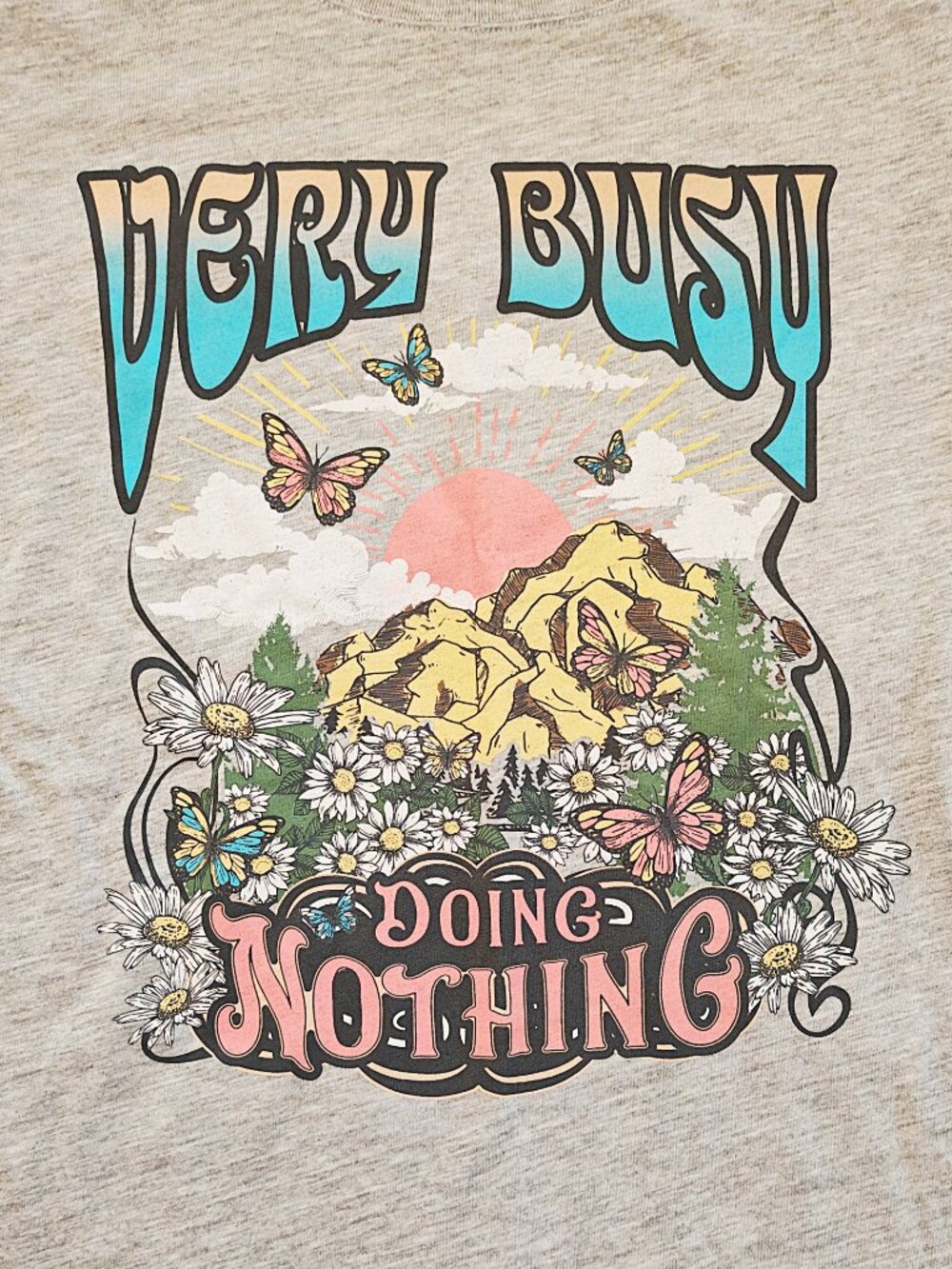 “Very Busy Doing Nothing” Graphic T-Shirt, Casual Boho Summer Top - Picture 2 of 4